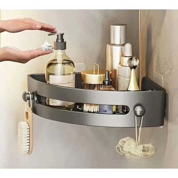 2 PCS (Shower Shelves)-(Bathroom Storage Rack)-(Plastic)-(Black)-(New)-$15.00 - Picture 7 of 11